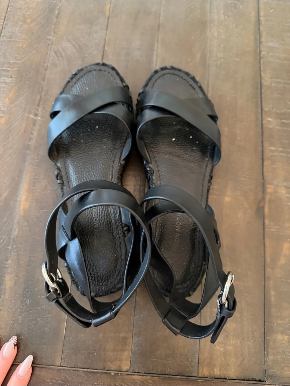 Sigerson Morrison Jacky Black Leather Espadrille Platform Sandals